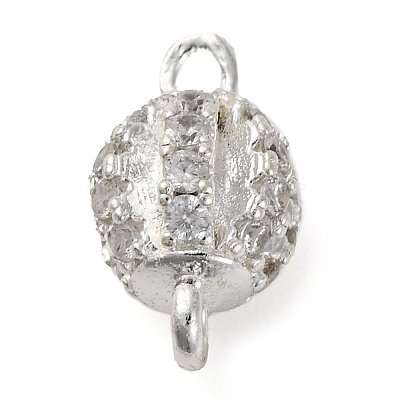 Brass Micro Pave Clear Cubic Zirconia Connector Charms KK-A230-06C-S-1