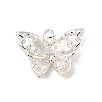 Brass Micro Pave Clear Cubic Zirconia Pendants KK-Z057-07S-1