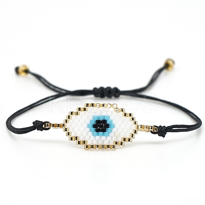 Glass Seeds Evil Eye Link Bracelet PW23030494276-1