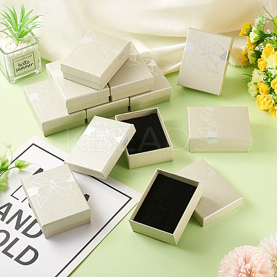 12Pcs Bowknot Printed Paper Jewelry Set Storage Gift Boxes CBOX-TA0001-14F-1