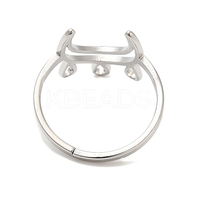 Non-Tarnish 304 Stainless Steel Crescent Moon Adjustable Ring for Women RJEW-M149-11P-1