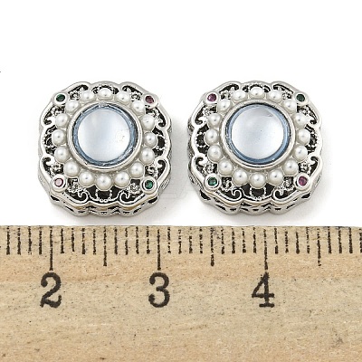 Brass with ABS Imitation Pearl with Resin with Clear Cubic Zirconia Charms KK-Q820-34P-1