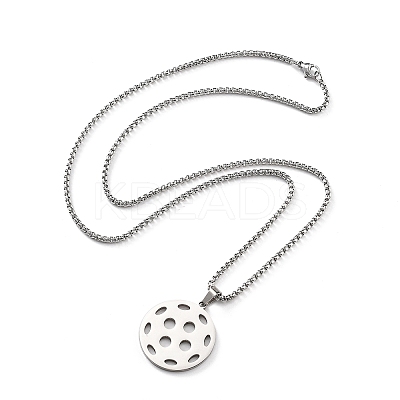 201 Stainless Steel Pickleball Pendant Box Chain Necklaces for Women Men LS-NJEW-H050-01A-P-1