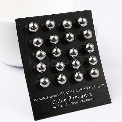 Tarnish Resistant 304 Stainless Steel Ball Stud Earrings EJEW-2224-8mm-P-1