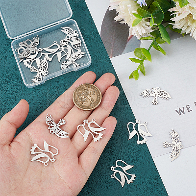 16Pcs 2 Styles 304 Stainless Steel Pendants STAS-UN0050-33-1