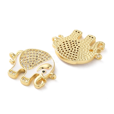 Rack Plating Brass Micro Pave Clear Cubic Zirconia Connector Charms KK-C084-02G-03-1