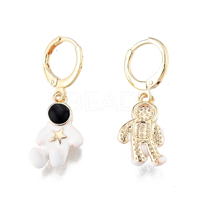 Enamel Spaceman Dangle Leverback Earrings EJEW-N012-100-1