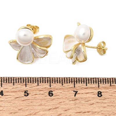 Brass Enamel Stud Earrings KK-CBAB173-02C-G-1