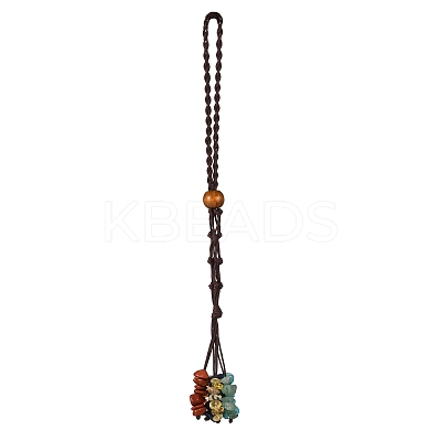 Chakra Theme Natural Red Aventurine & Green Aventurine & Red Jasper & Citrine & Amethyst & Lapis Lazuli & Synthetic Turquoise Tassel Pendant Decorations HJEW-JM03513-1