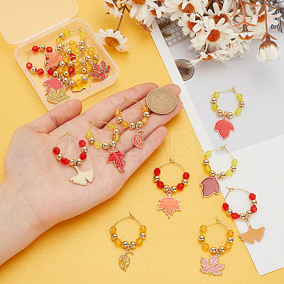 Autumn Theme Glass Wine Glass Charms AJEW-BC00013-1