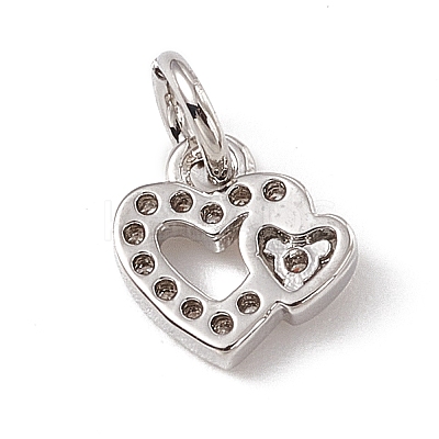 Brass Micro Pave Clear Cubic Zirconia Charms ZIRC-F132-97P-1