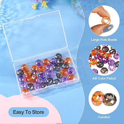 36Pcs 3 Styles Baking Paint Transparent Glass European Beads GPDL-TA0001-07-1