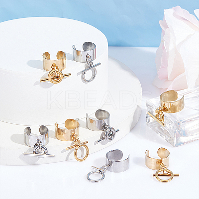 8Pcs 4 Styles 304 Stainless Steel Open Cuff Finger Rings RJEW-UN00006-1