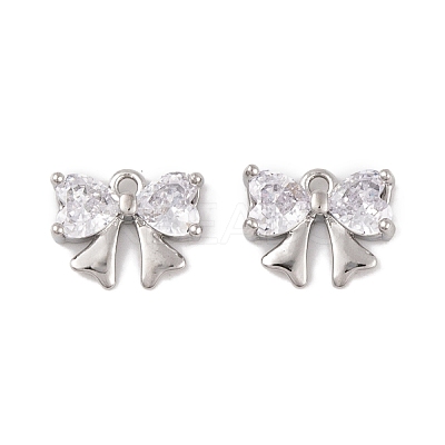 Brass Micro Pave Clear Cubic Zirconia Charms KK-L212-11P-1