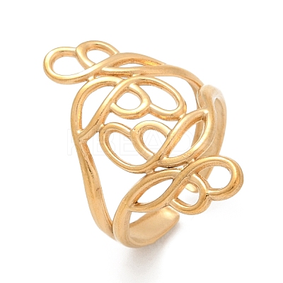 304 Stainless Steel Open Cuff Rings for Women RJEW-U061-02G-1