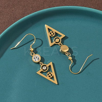 304 Stainless Steel Triangle Dangle Earrings EJEW-Z129-20G-1