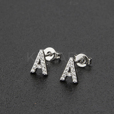 Brass Micro Pave Clear Cubic Zirconia Stud Earrings FS-WGC2F12-01-1