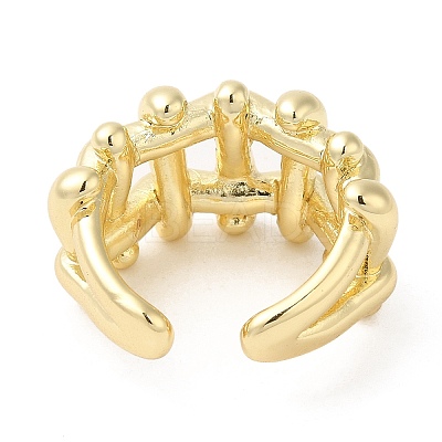 Brass Hollow Open Cuff Rings RJEW-K089-03G-1