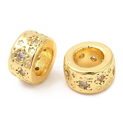 Brass Micro Pave Cubic Zirconia European Beads KK-I705-15G-1
