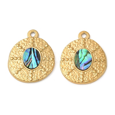 304 Stainless Steel Natural Paua Shell Pendants STAS-L288-05G-01-1