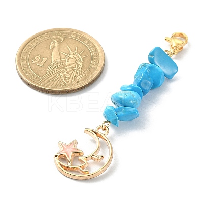Synthetic Turquoise Chip Beaded Pendant Decorations HJEW-JM01194-01-1