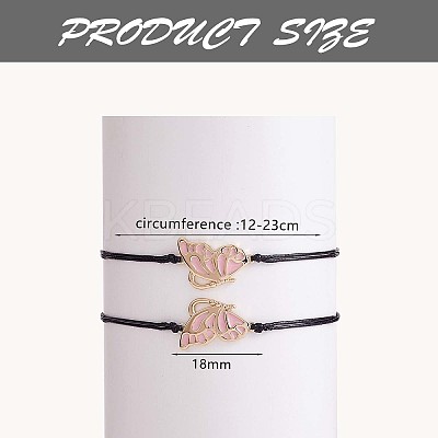 2Pcs Brass Enamel Butterfly Link Bracelets Set JB731B-1