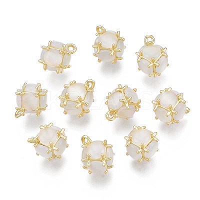 Creamy White Imitation Cat Eye Resin Charms KK-S364-159-1