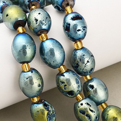 Electroplated Natural Druzy Geode Crystal Beads Strands G-F833-O01-01B-1