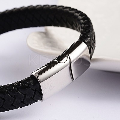 Trendy Leather Braided Cord Bracelets BJEW-P128-06C-1