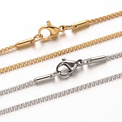 304 Stainless Steel Box Chain Necklaces NJEW-M124-10-1