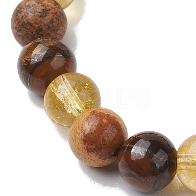 8mm Round Natural Tiger Eye & Picture Jasper BJEW-JB10625-03-1
