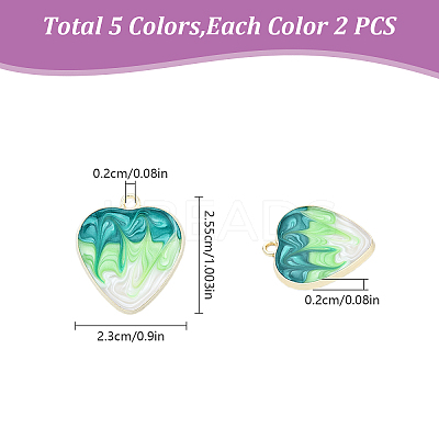 10Pcs 5 Colors Rack Plating Alloy Enamel Pendants ENAM-YW0004-60-1
