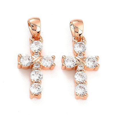 Brass Micro Pave Cubic Zirconia Pendants ZIRC-P089-21RG-1
