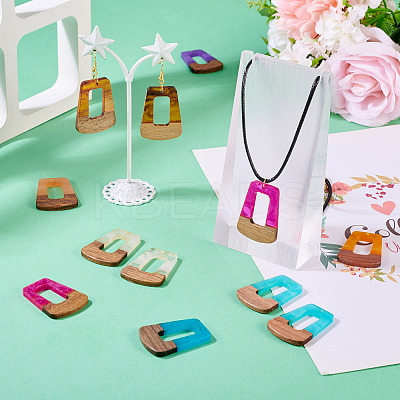16Pcs 8 Colors Resin & Wood Pendants RESI-TA0003-72-1