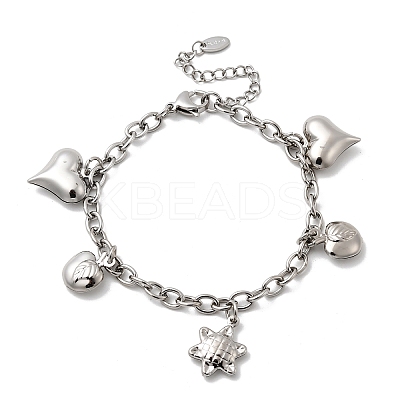 304 Stainless Steel Charm Bracelets BJEW-P368-06A-P-1