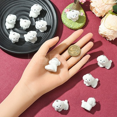 4Styles 4Pcs Flocking Resin Cute Puppy Pendants RESI-YW0003-43A-1