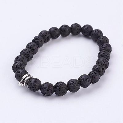 Lava Rock Stretch Bracelet BJEW-JB03139-1