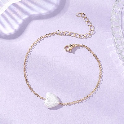 Natural Keshi Pearl Beads Link Bracelets BJEW-JB13171-1
