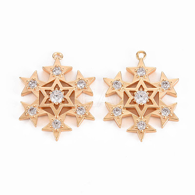 Brass Micro Pave Clear Cubic Zirconia Pendants KK-T062-178G-NF-1