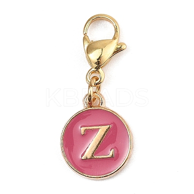 26Pcs 26 Styles Flat Round with Letter A`Z Alloy Enamel Pendant Decoration HJEW-JM02404-1