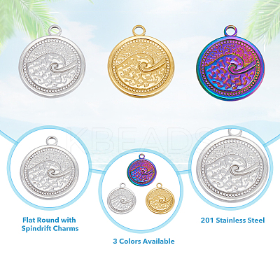 18Pcs 3 Colors 201 Stainless Steel Pendants STAS-DC0013-43-1