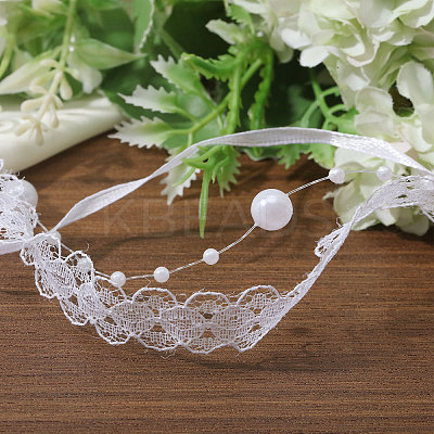 Polyester Flower Lace Ribbon OCOR-WH0097-21-1
