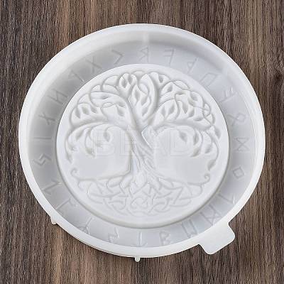 Flat Round with Tree of Life & Runes DIY Wall Decoration Silicone Molds LS-SIL-F007-04-1