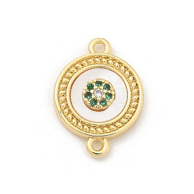 Brass Micro Pave Clear Cubic Zirconia Connector Charms KK-M303-04G-06-1