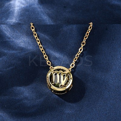 Brass Pave Cubic Zirconia Birth Stone Constellation Pendant Cable Chain Necklaces LS-NJEW-D334-01G-01-1