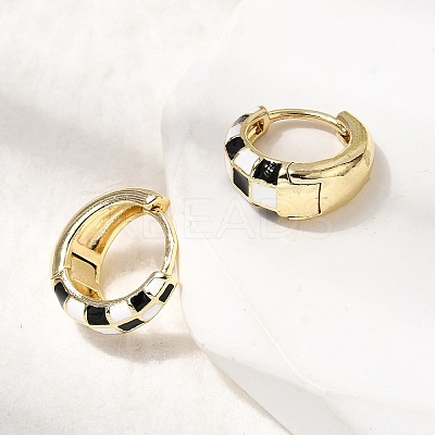 Tartan Pattern Brass Enamel Hoop Earrings for Women LS-EJEW-G460-01G-1