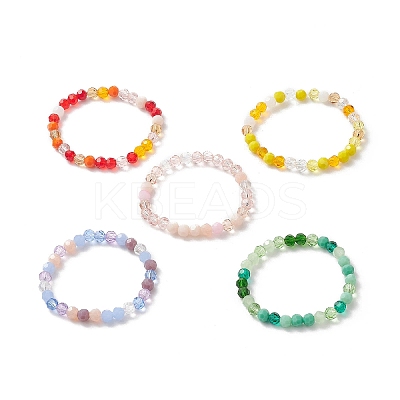 Gradient Color Faceted Glass Beaded Kids Bracelets BJEW-JB09173-1
