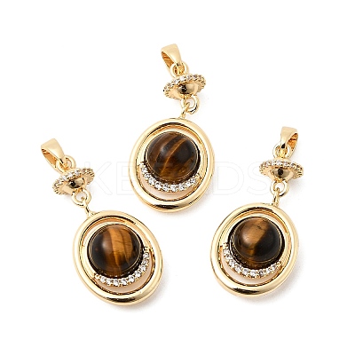 Natural Tiger Eye Pendants KK-G553-04G-1