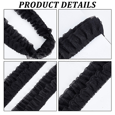 4M 2 Colors 3-Layer Pleated Chiffon Flower Lace Trim OCOR-GF0002-35-1