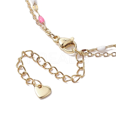 304 Stainless Steel Enamel Link Chains Anklets AJEW-AN00589-02-1
